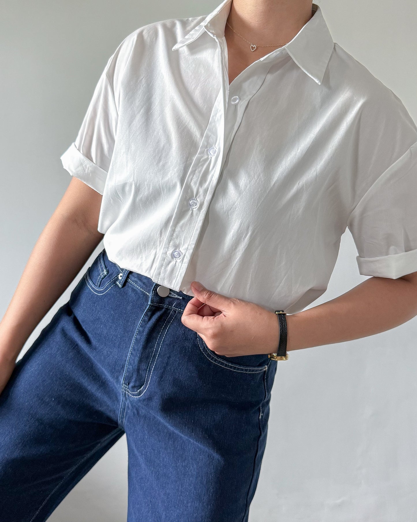 Lily Premium Cotton Short Sleeve Oversized Shirt