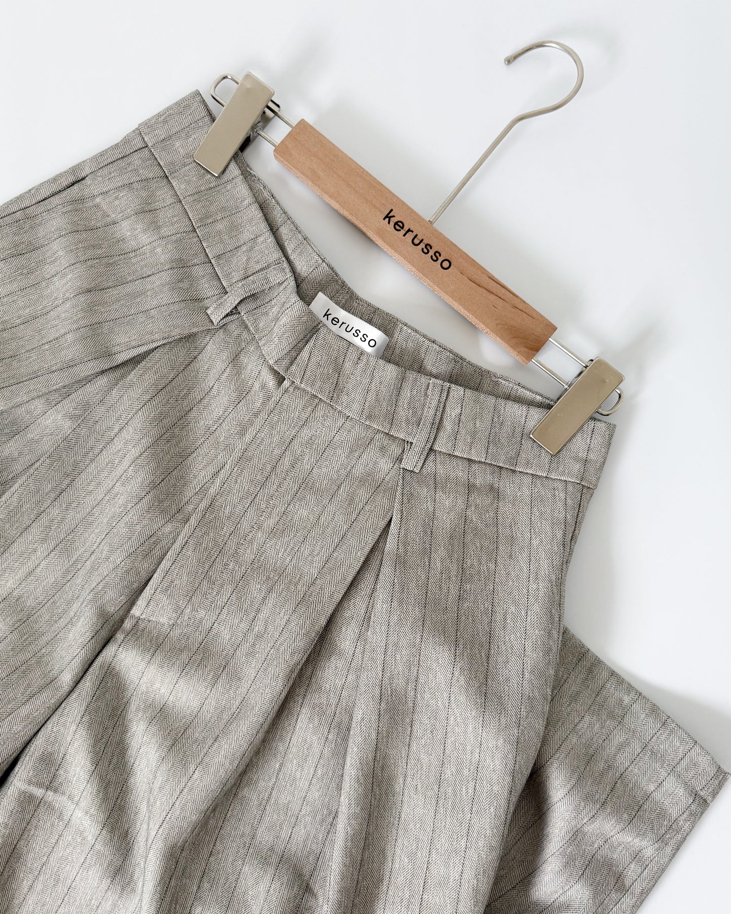 Nathalie Relaxed Melange Striped Trousers