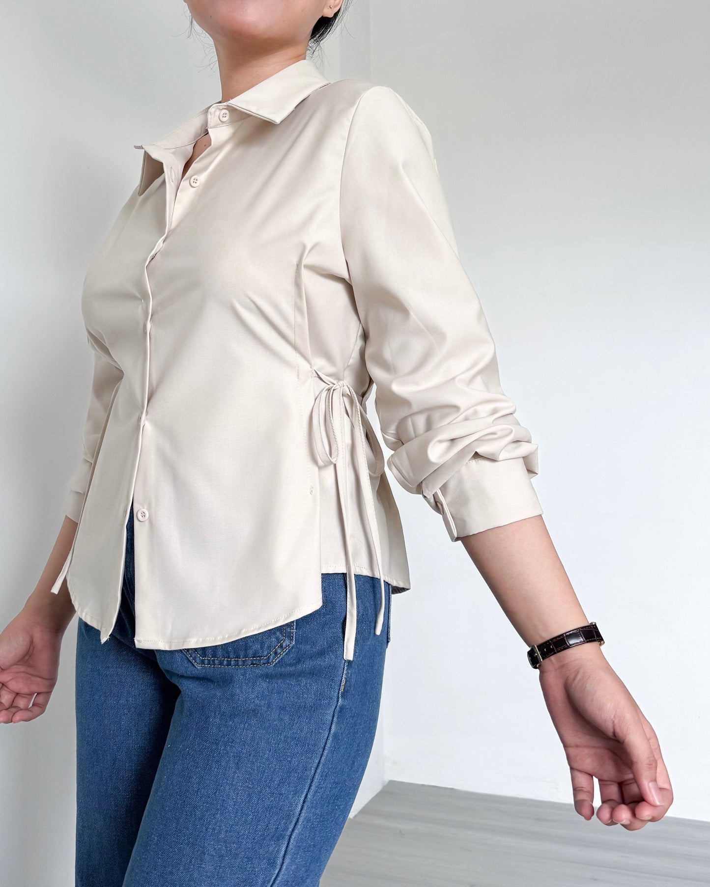 Bria Side-tie Long Sleeve Shirt
