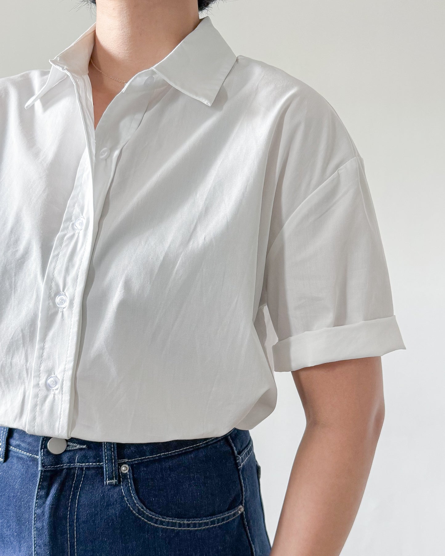 Lily Premium Cotton Short Sleeve Oversized Shirt
