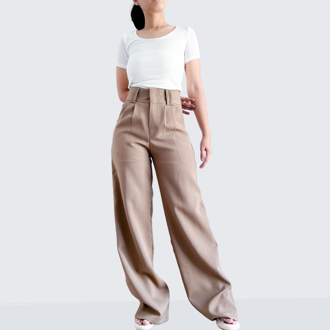 Penelope Pleated Straight Pants (Longer Length)