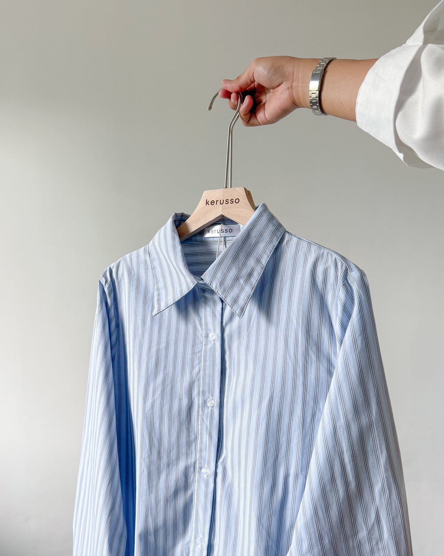 Esther Premium Cotton Striped Tailored Long Sleeve Shirt