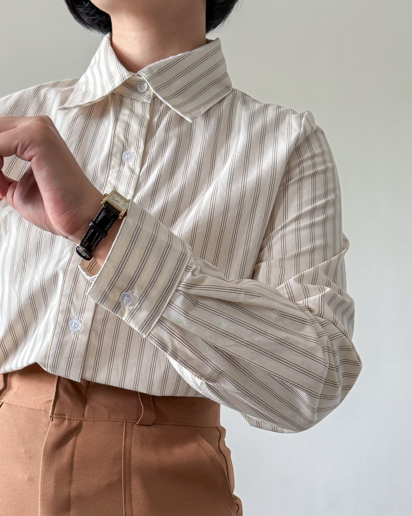 Esther Premium Cotton Striped Tailored Long Sleeve Shirt