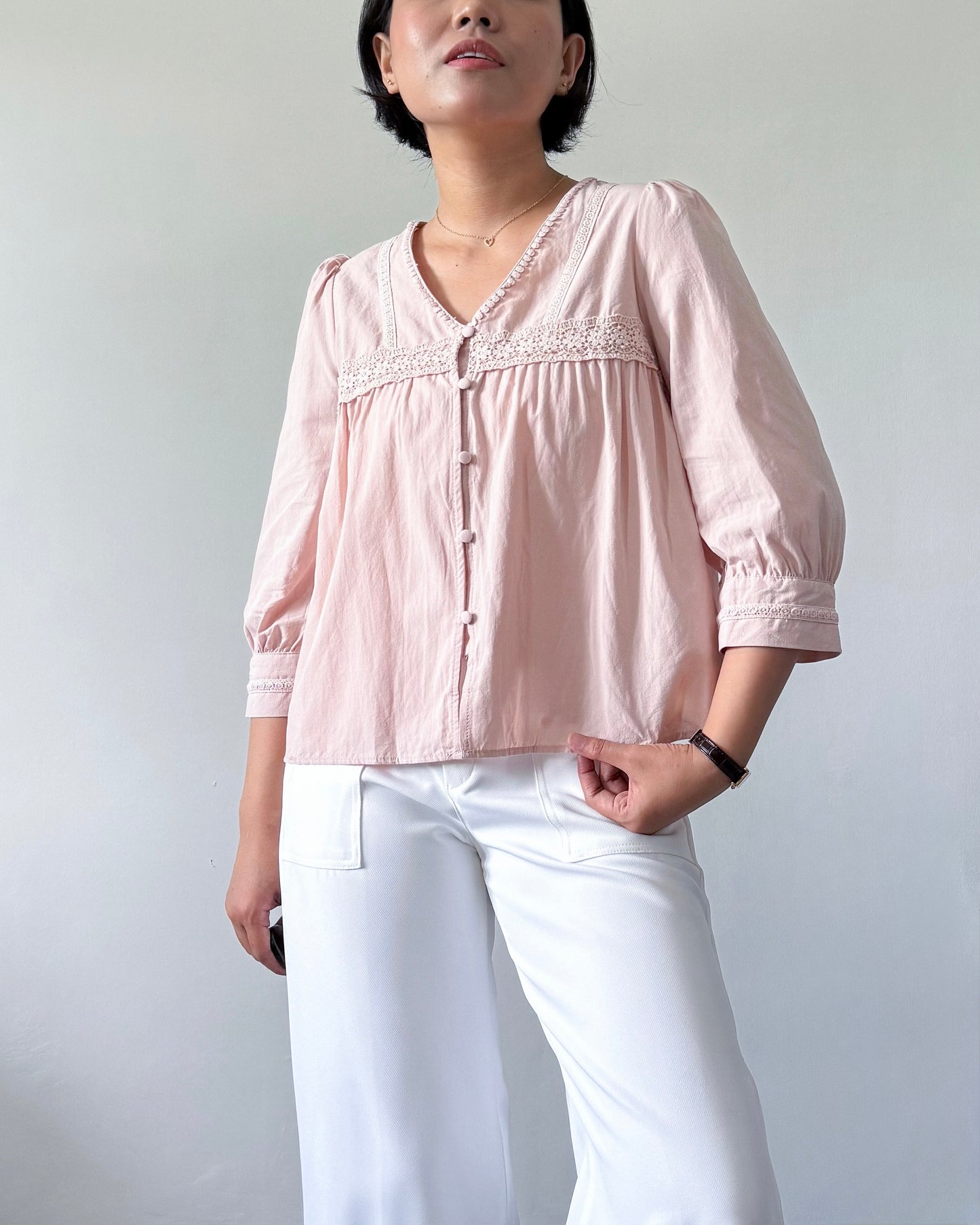 Melissa Boho Oversized Elbow Volume Sleeve Blouse