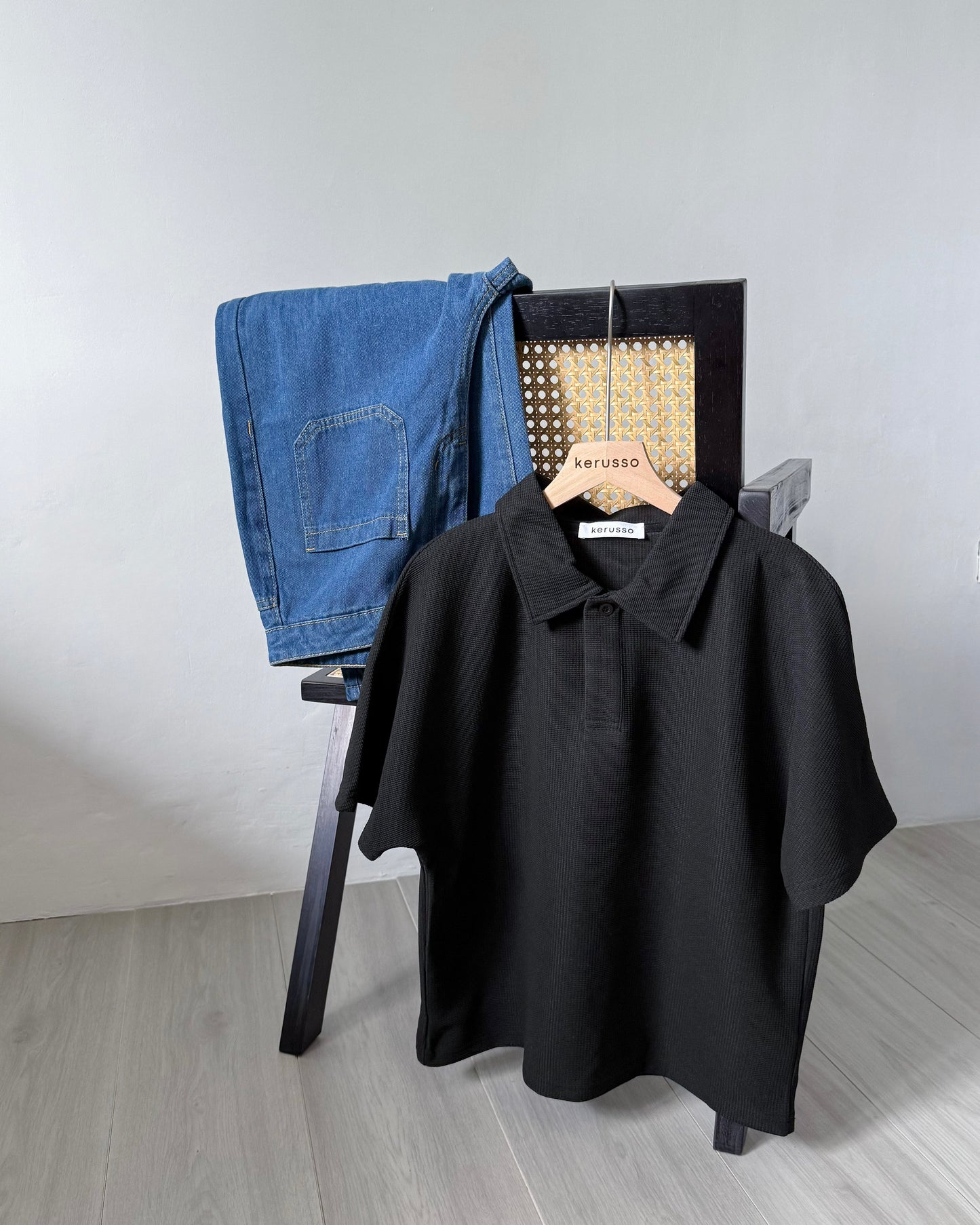 Amaia Interlock Knit Batwing Sleeve Polo Shirt
