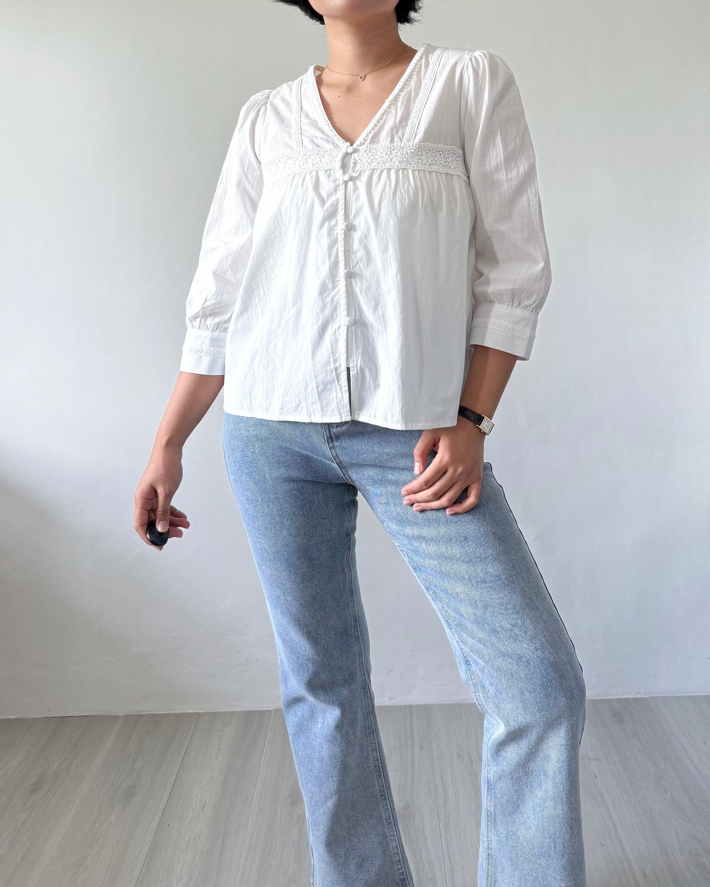 Melissa Boho Oversized Elbow Volume Sleeve Blouse