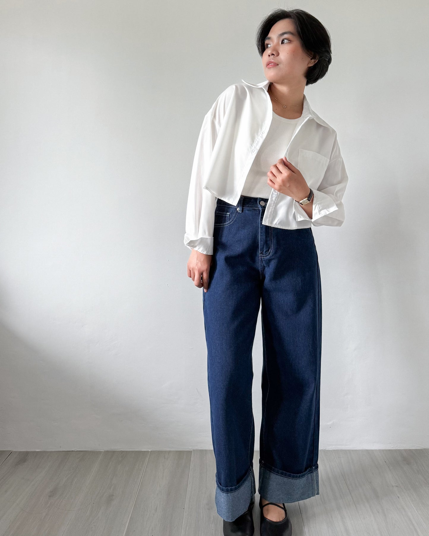 Ashley Premium Cotton Boxy Long Sleeve Shirt
