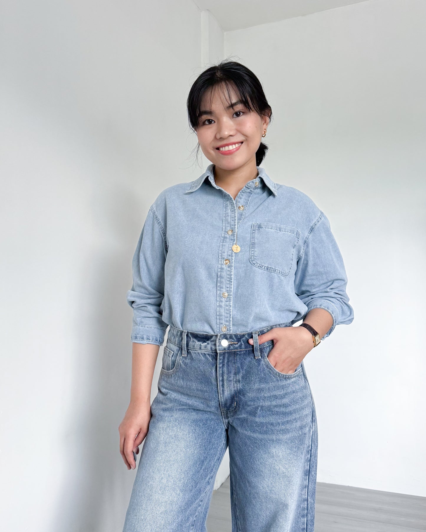Crissa Relaxed Button-down Denim Shirt