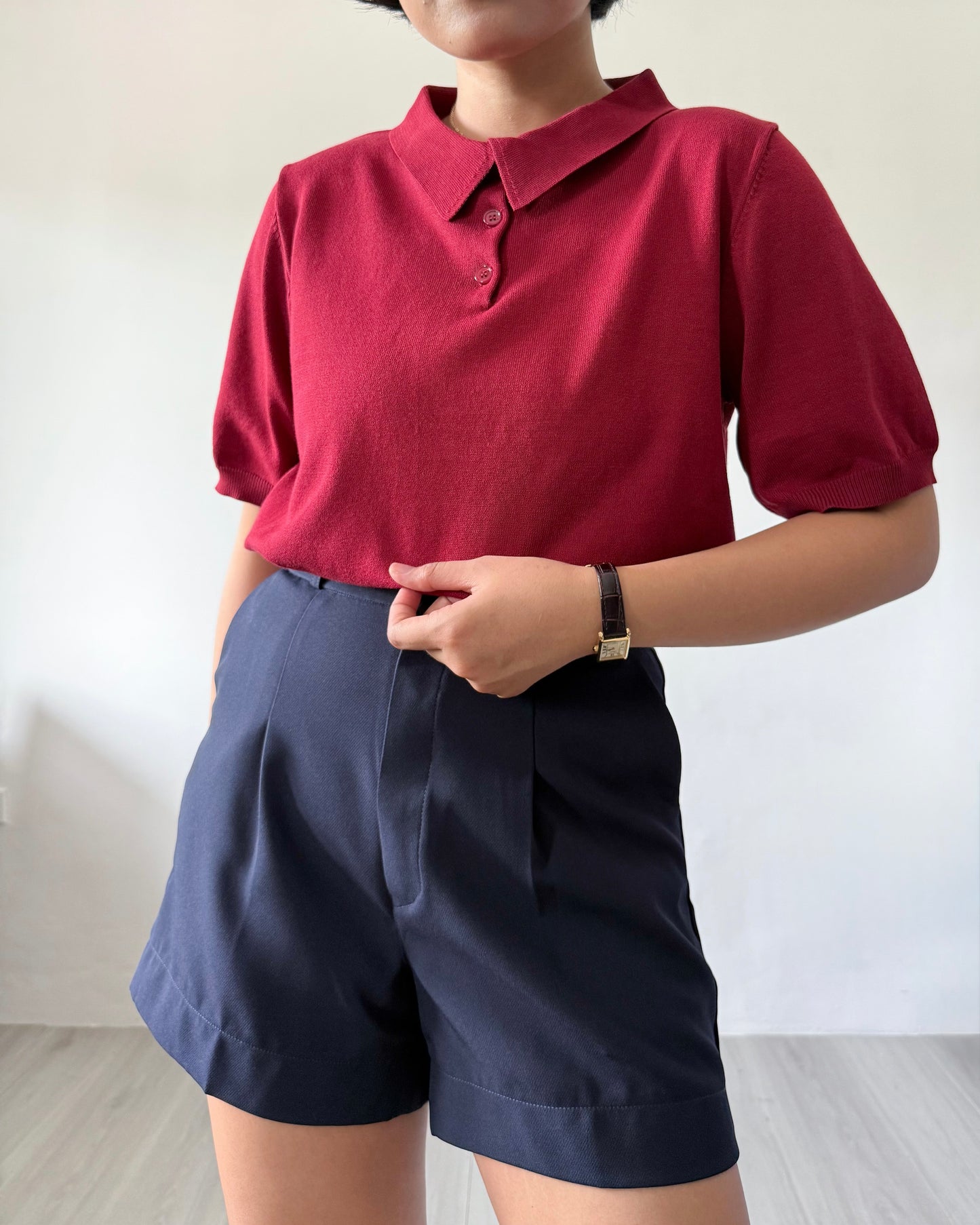 Juana Jersey Knit Banded Sleeve Polo Shirt