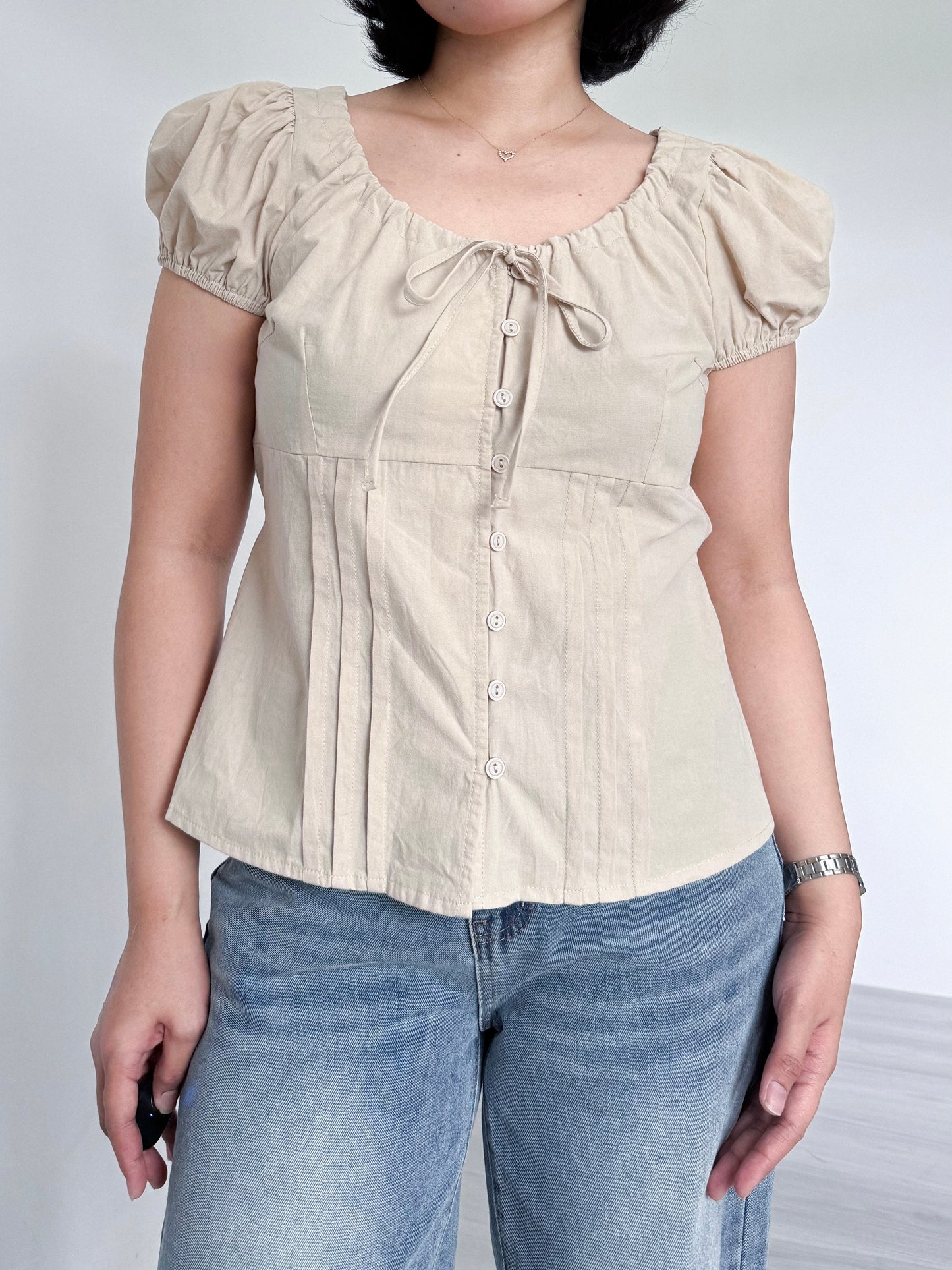 Sophie Scoop-Neck Tie-Waist Top