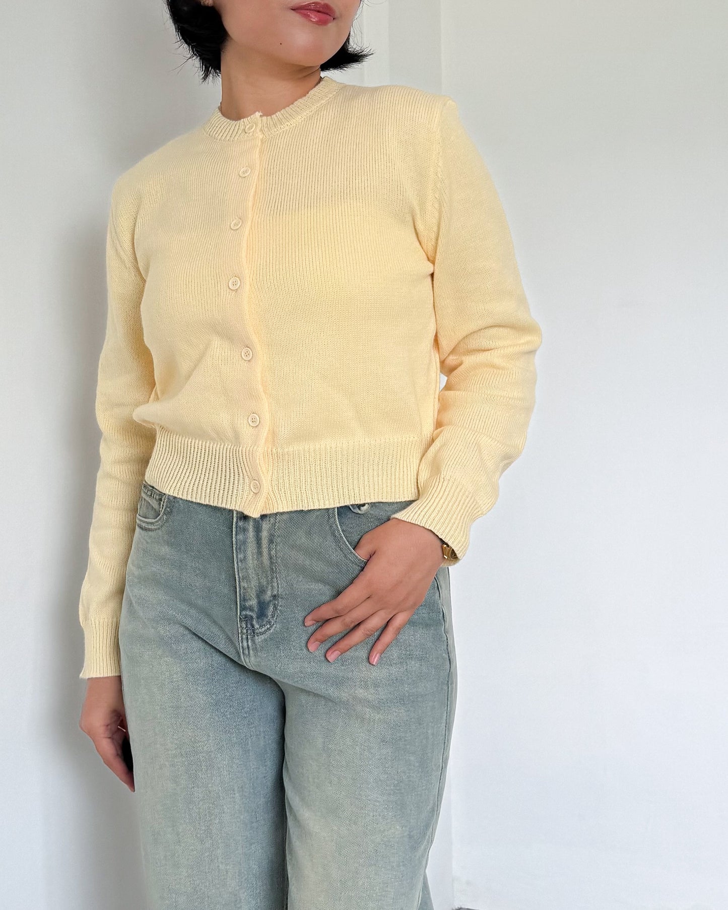 Daisy Boxy Cropped Knit Cardigan