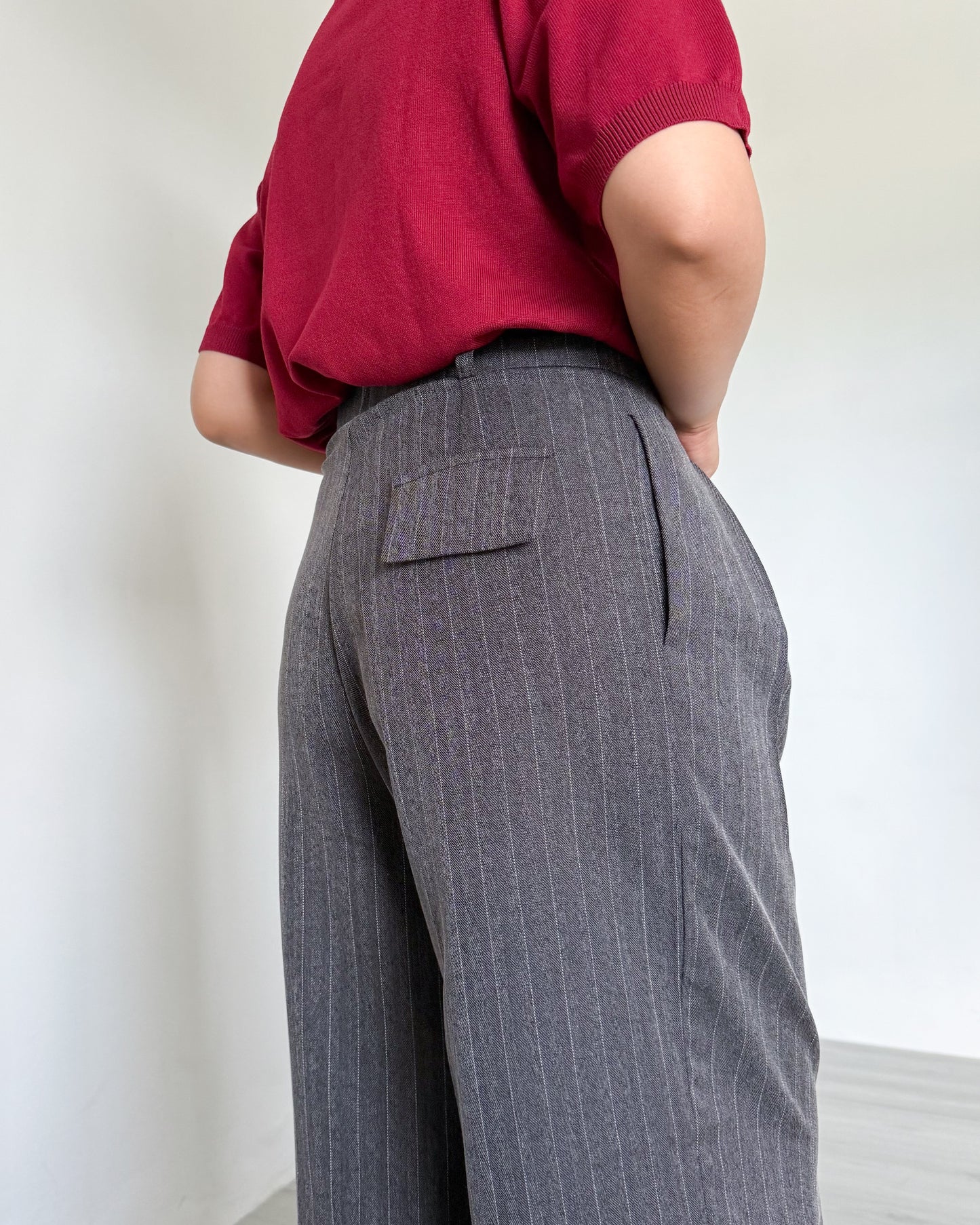 Nathalie Relaxed Melange Striped Trousers