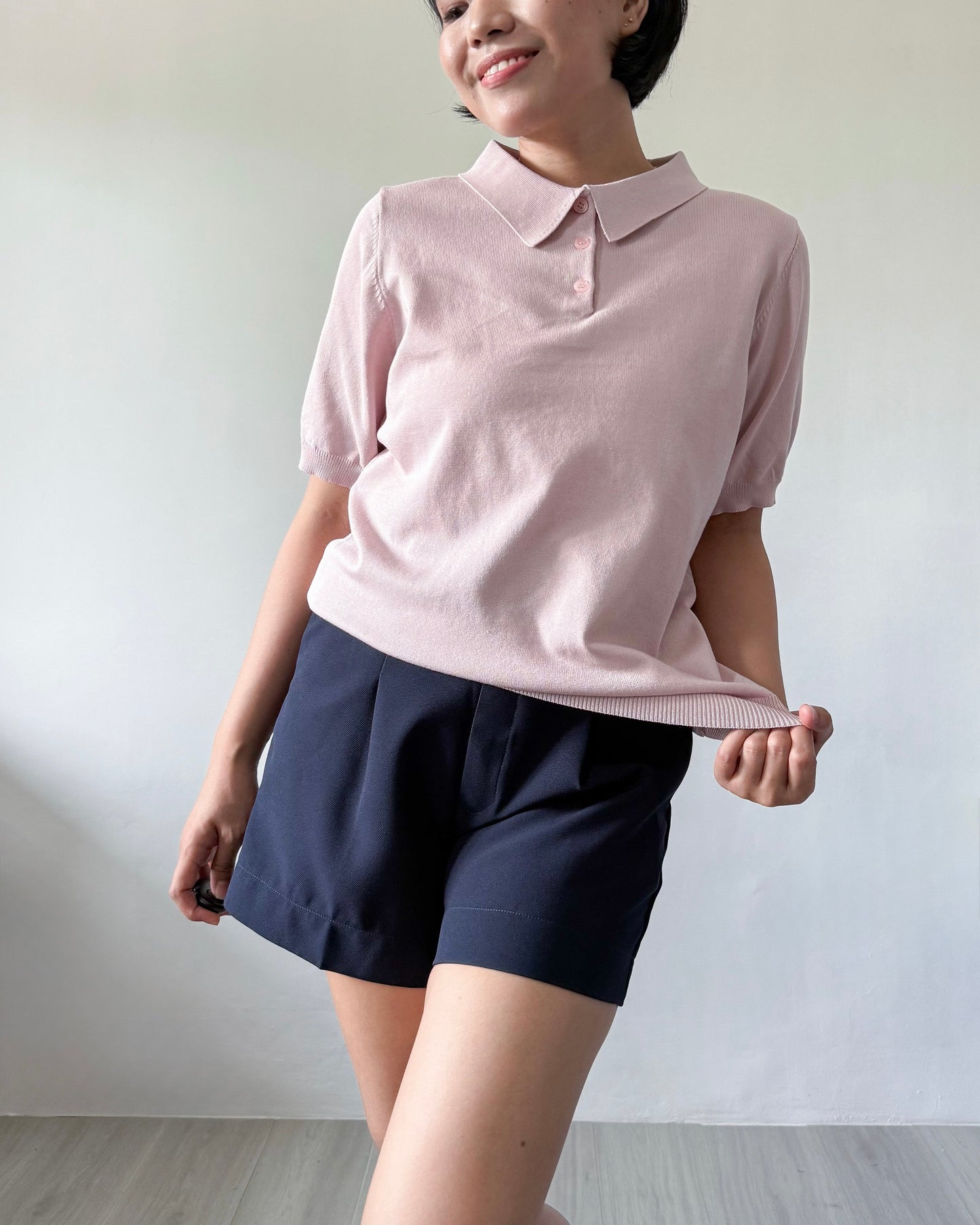 Juana Jersey Knit Banded Sleeve Polo Shirt