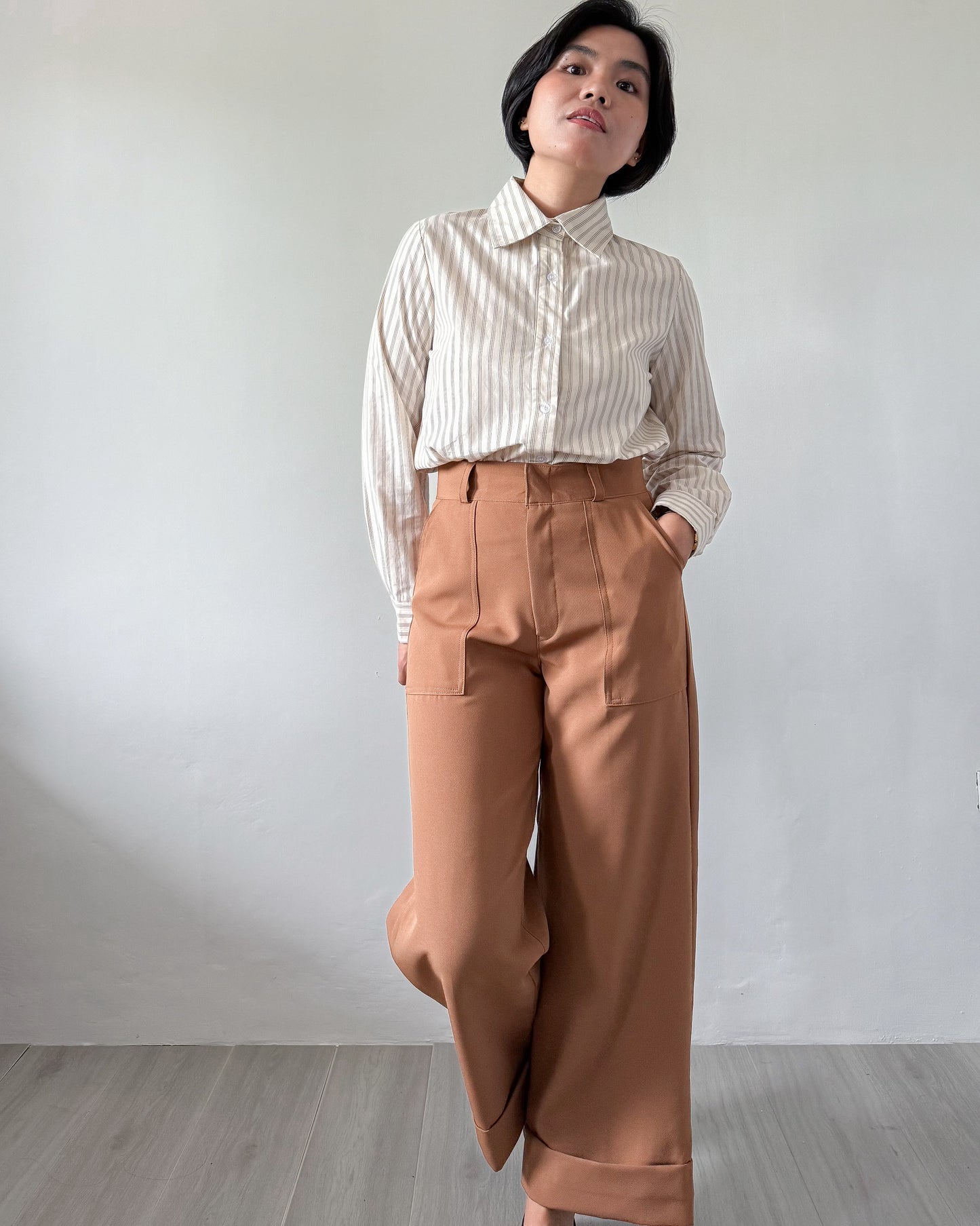 Esther Premium Cotton Striped Tailored Long Sleeve Shirt