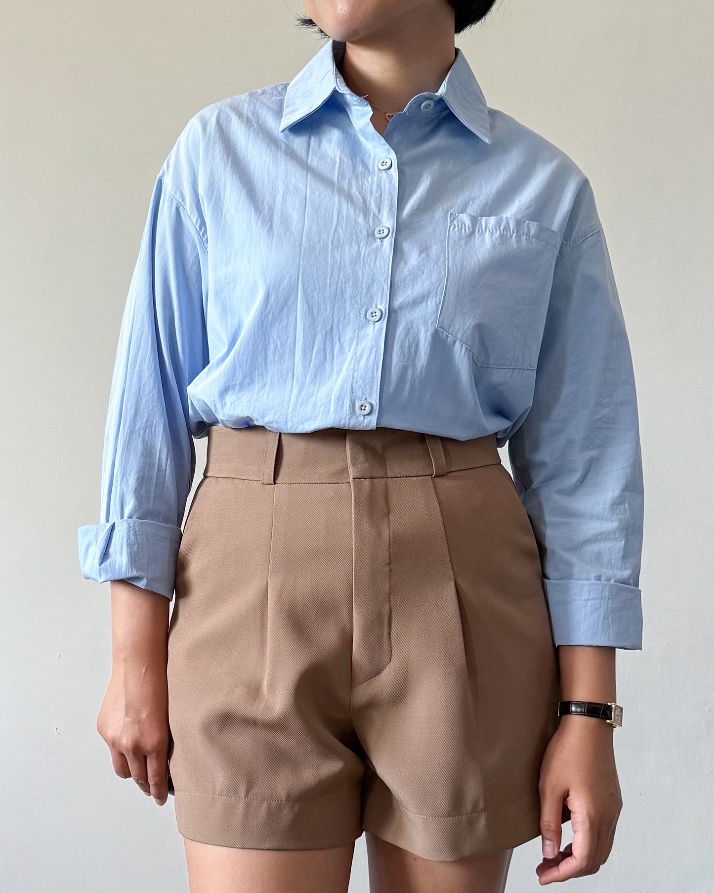 Olive Premium Cotton Linen Blend Oversized Long Sleeve Shirt