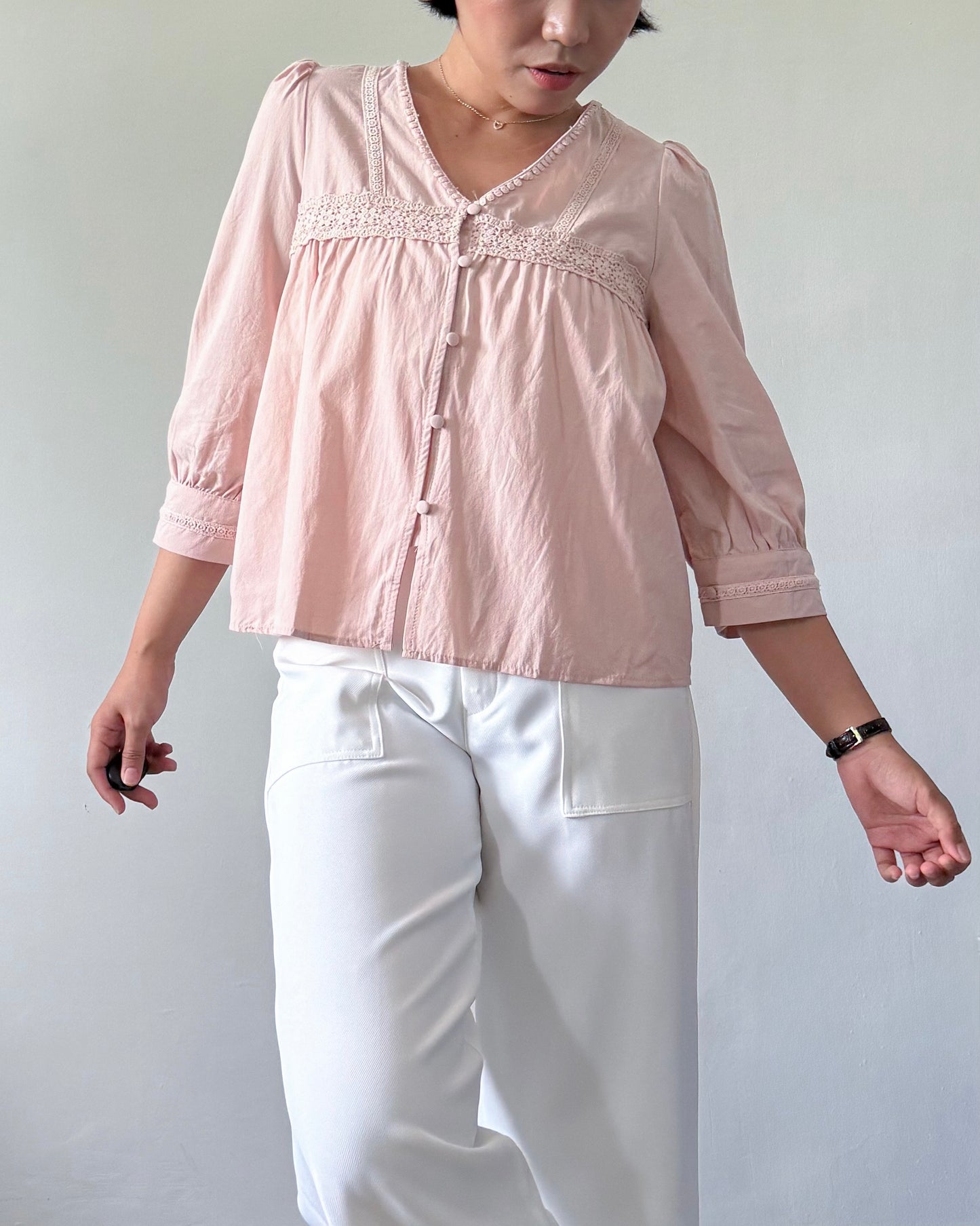 Melissa Boho Oversized Elbow Volume Sleeve Blouse