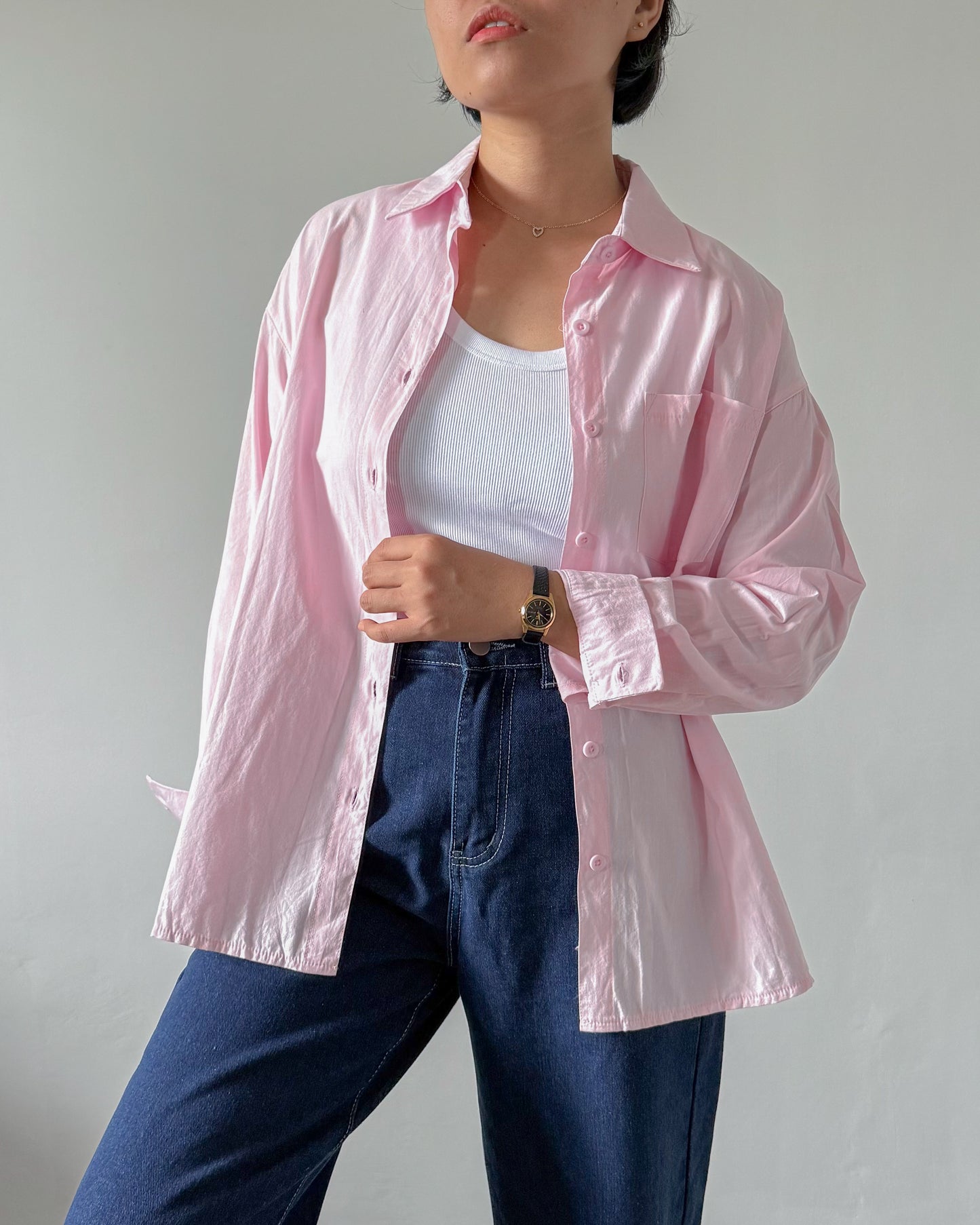 Olive Premium Cotton Linen Blend Oversized Long Sleeve Shirt