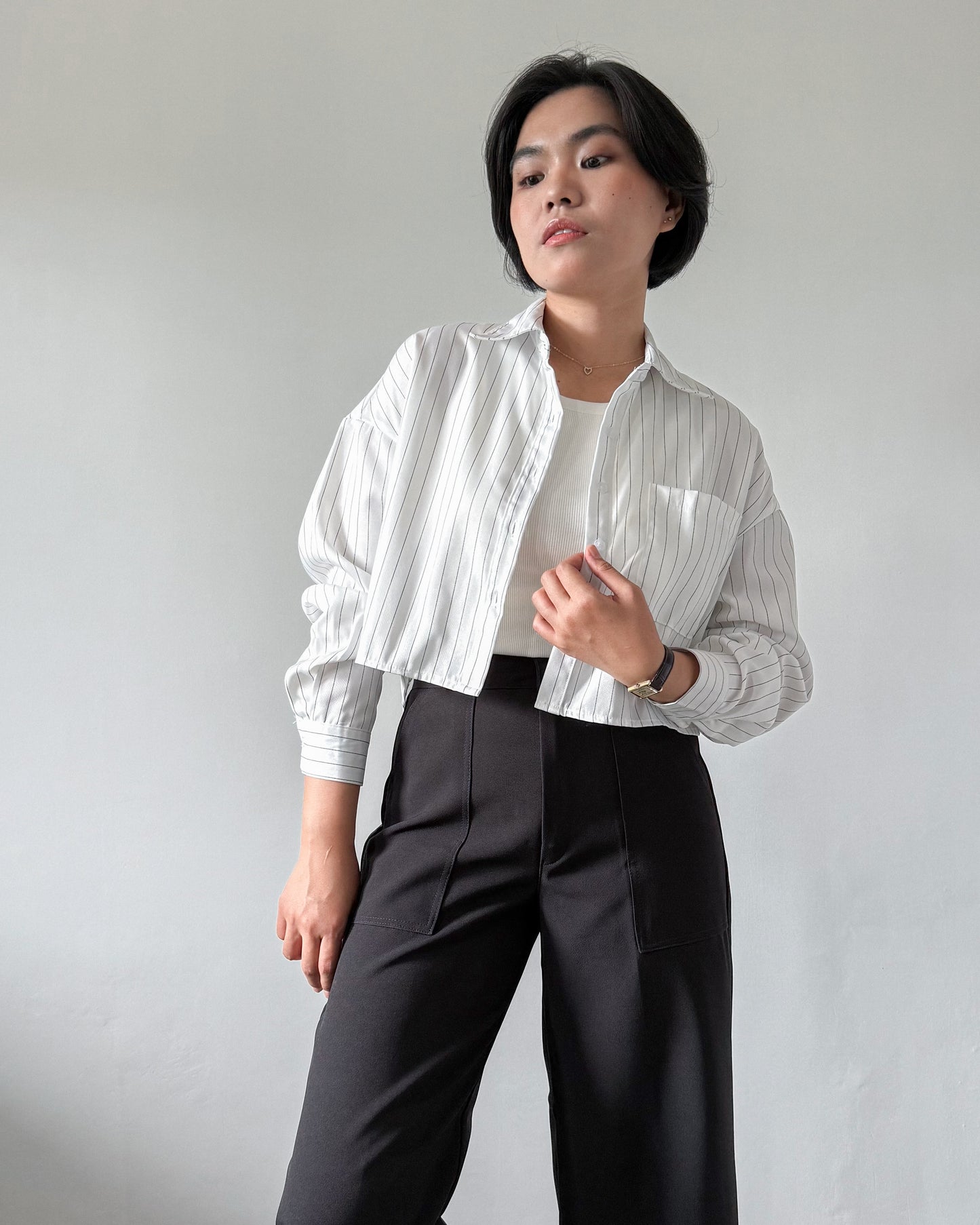 Ashley Premium Cotton Boxy Long Sleeve Shirt
