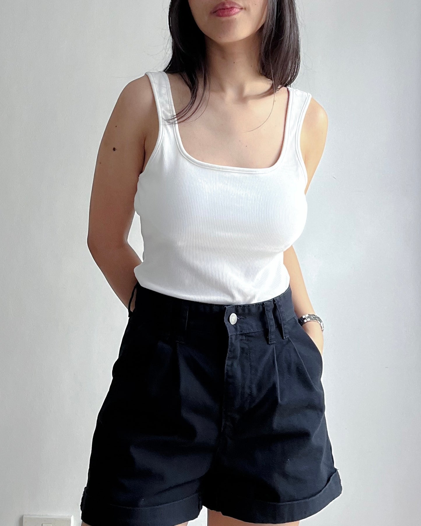 Annie Rib-Knit Padded Square Neck Sleeveless Bodysuit