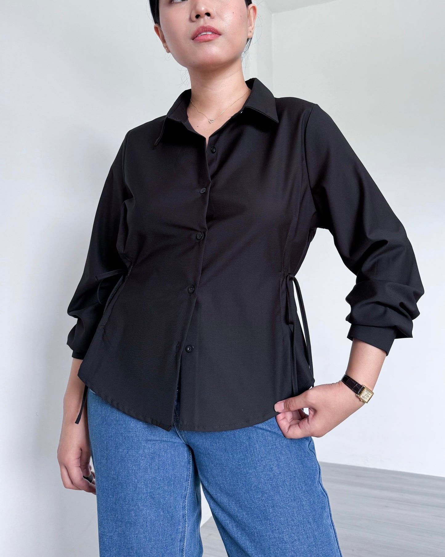 Bria Side-tie Long Sleeve Shirt
