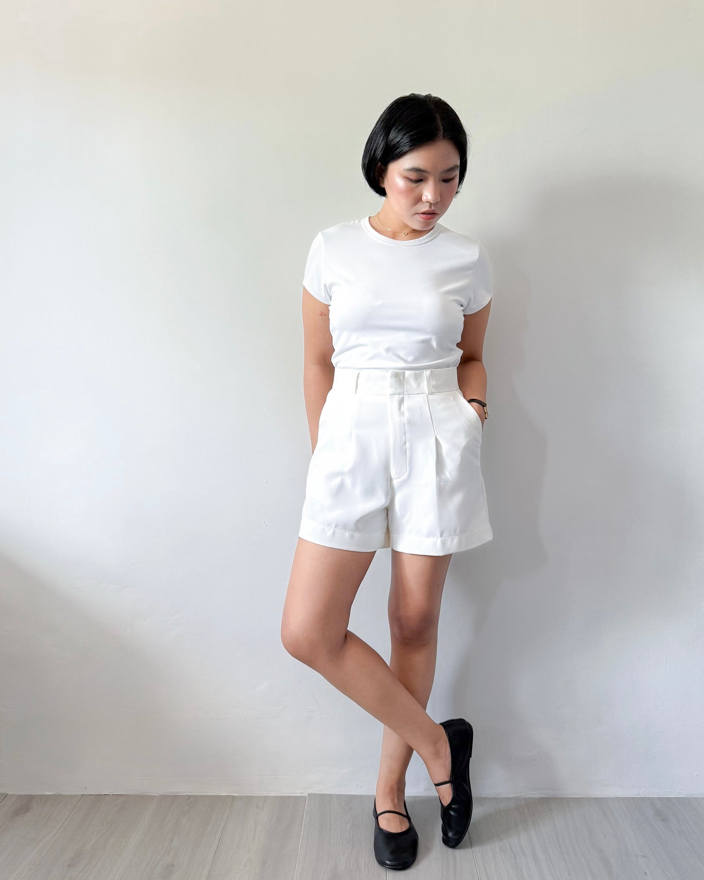 Willow Premium Cotton Twill Wide-Leg Trouser Shorts
