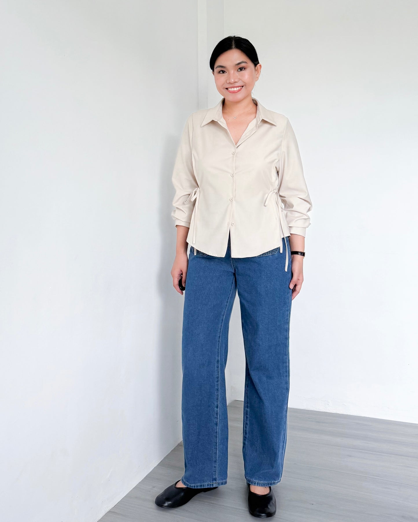 Bria Side-tie Long Sleeve Shirt