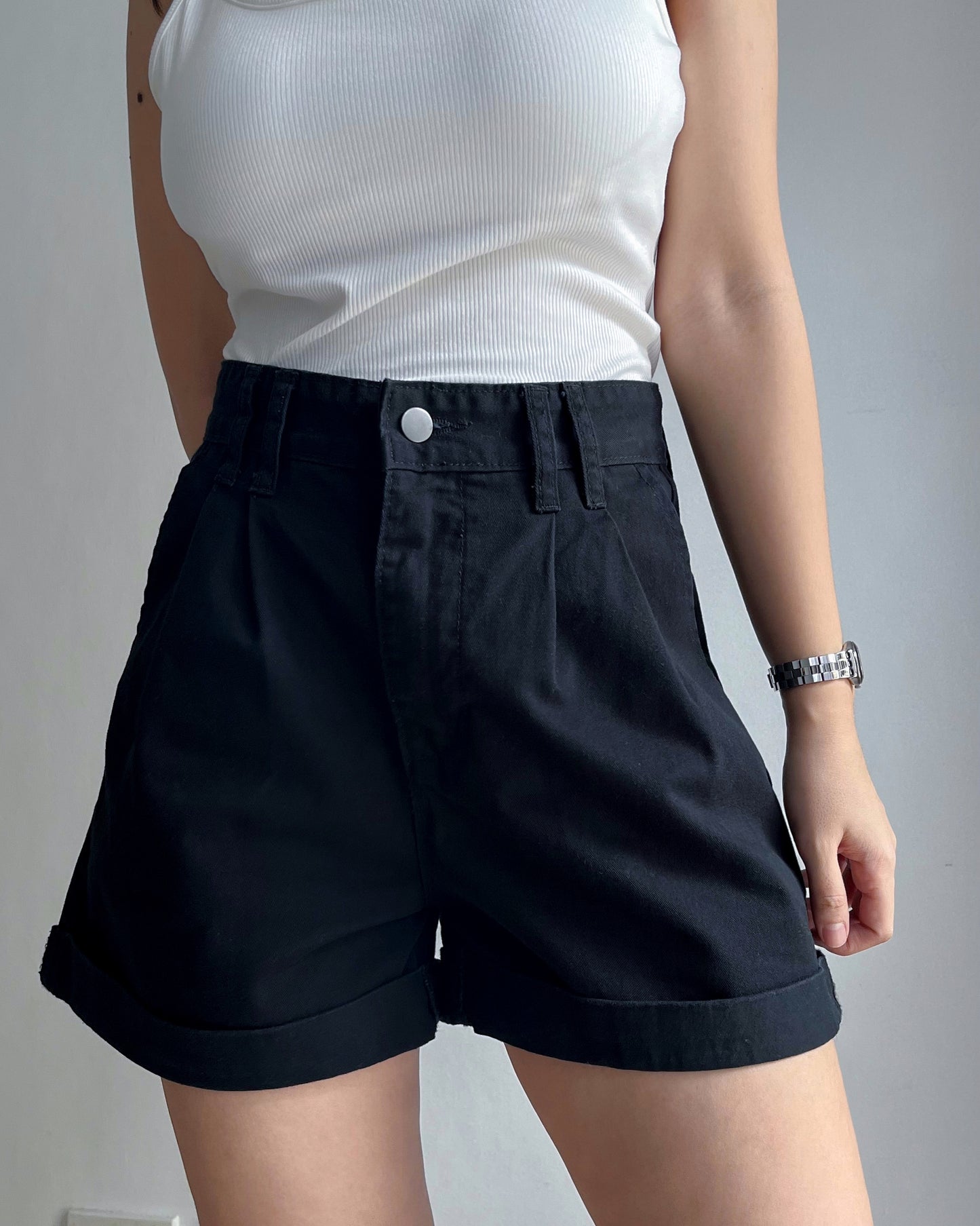 Cora Folded Hem Denim Shorts