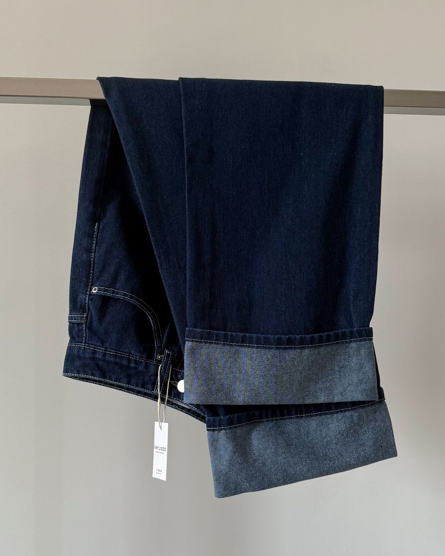 Elizabeth Wide Straight Fixed Cuff Denim Jeans