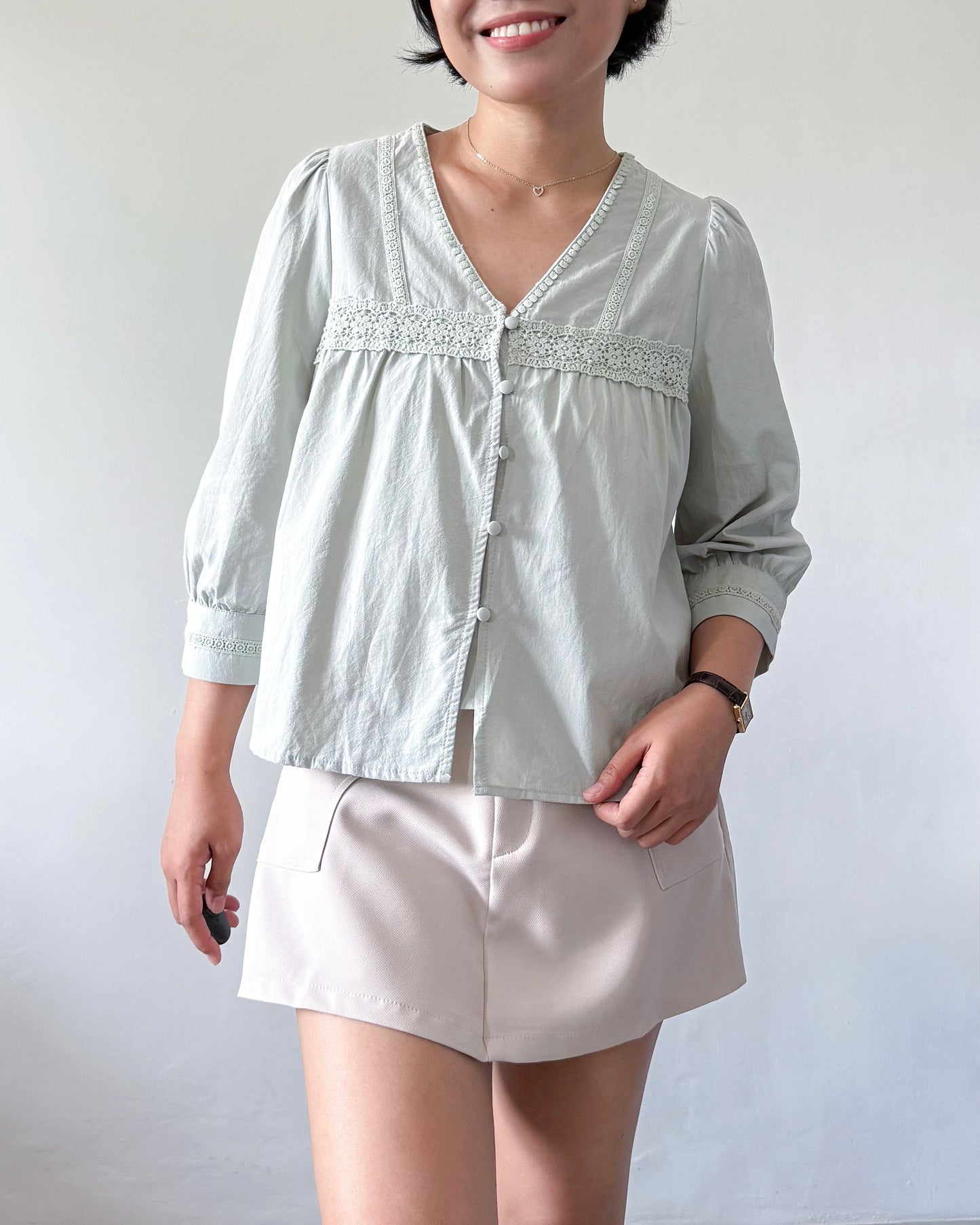Melissa Boho Oversized Elbow Volume Sleeve Blouse