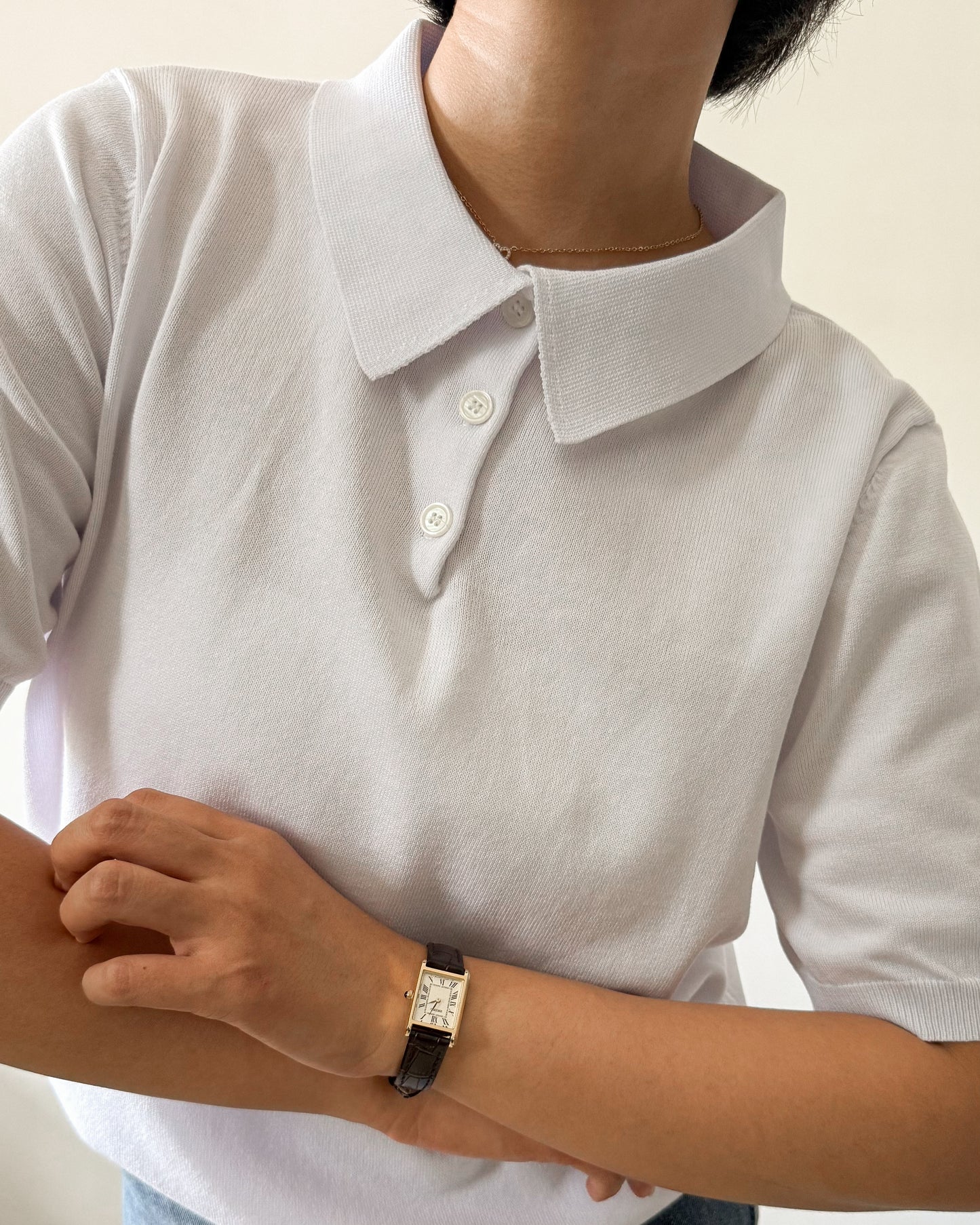 Juana Jersey Knit Banded Sleeve Polo Shirt