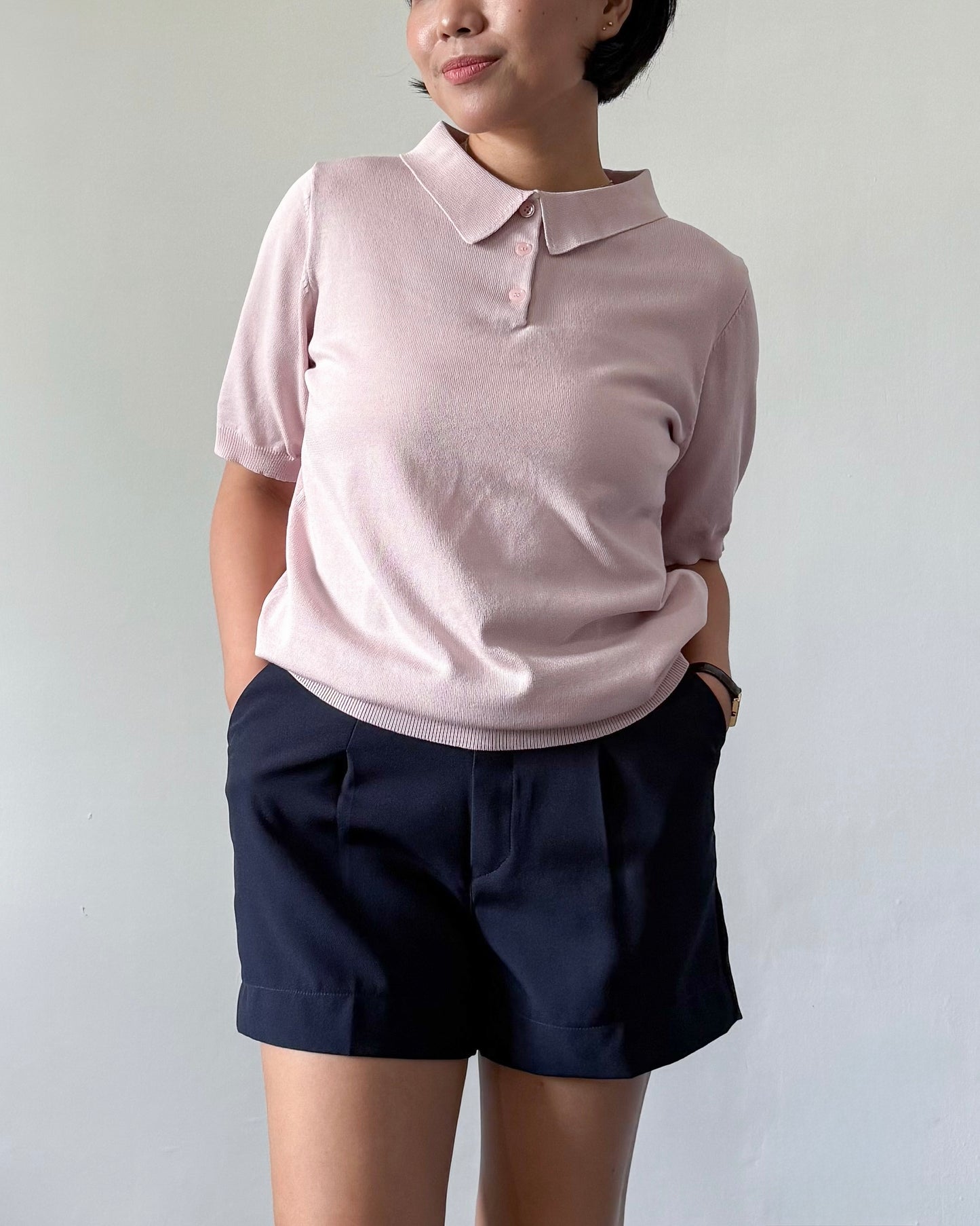 Juana Jersey Knit Banded Sleeve Polo Shirt