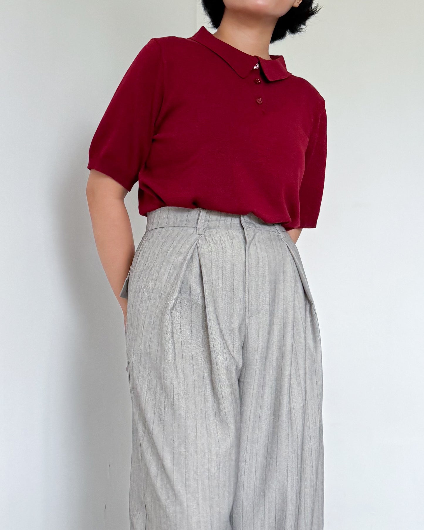 Nathalie Relaxed Melange Striped Trousers