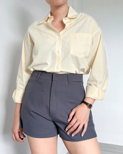Olive Premium Cotton Linen Blend Oversized Long Sleeve Shirt