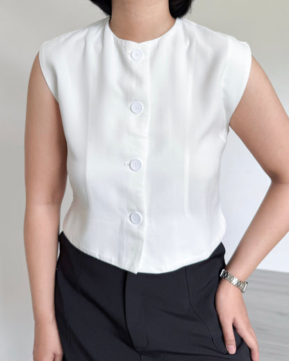 Isadora Relaxed Button Down Boxy Crop Top