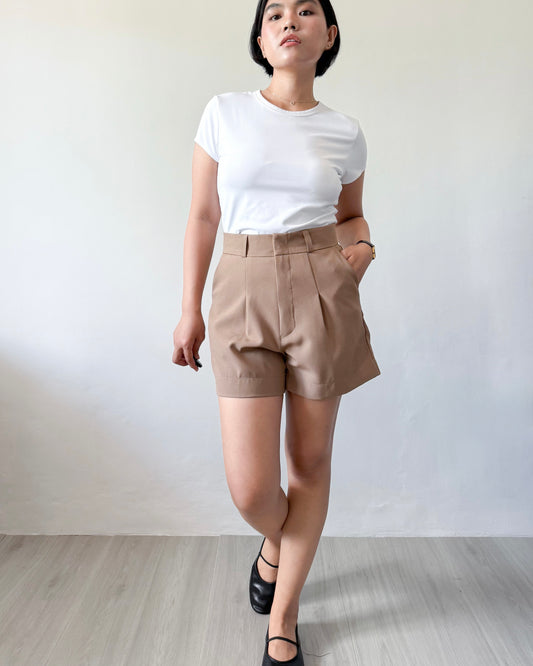 Willow Premium Cotton Twill Wide-Leg Trouser Shorts