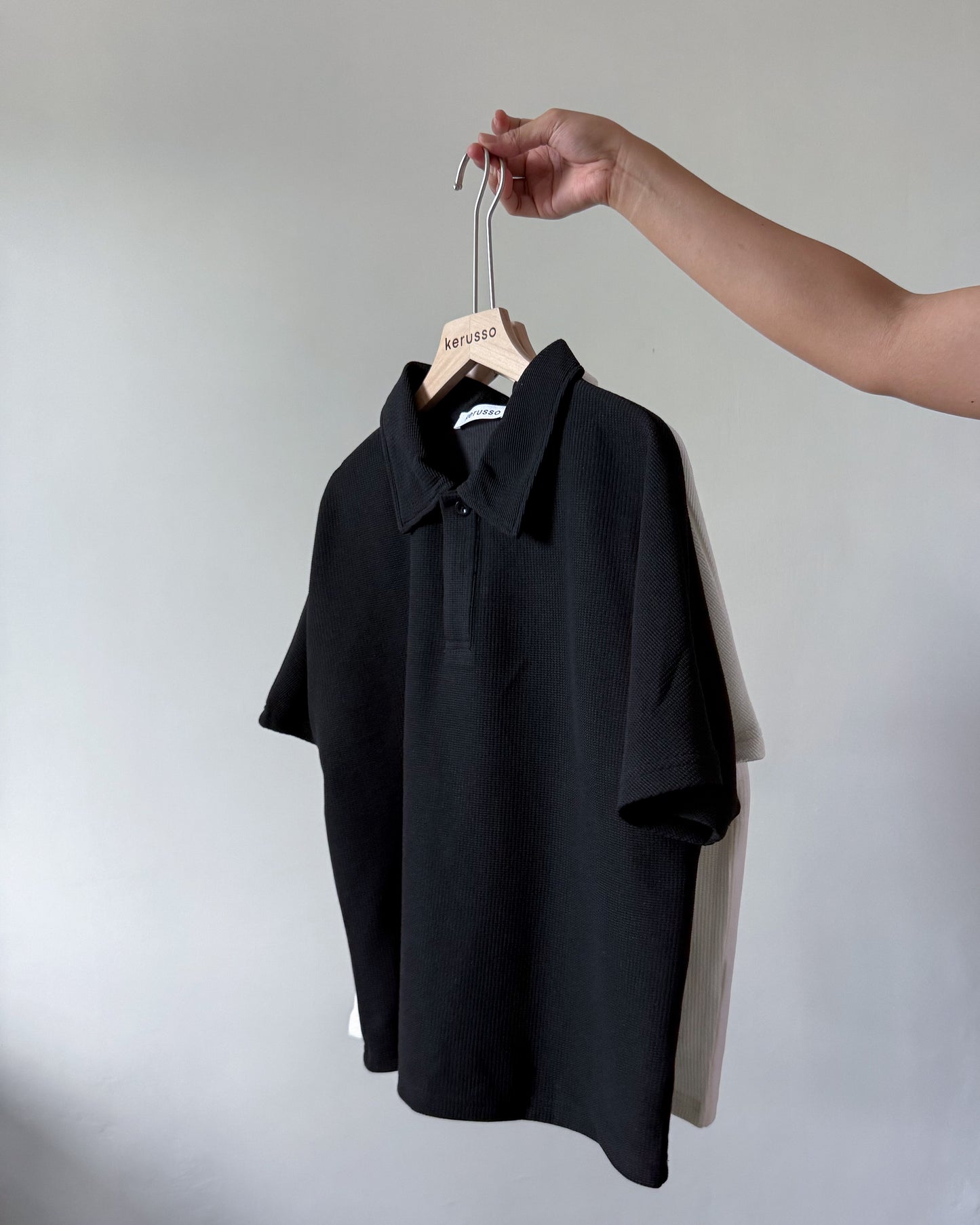 Amaia Interlock Knit Batwing Sleeve Polo Shirt