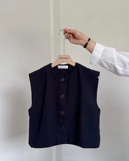 Isadora Relaxed Button Down Boxy Crop Top