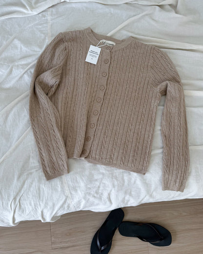 Hiraya Cable Knit Crew Neck Short Cardigan