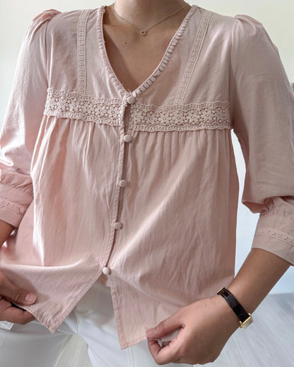 Melissa Boho Oversized Elbow Volume Sleeve Blouse