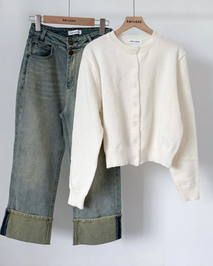 Daisy Boxy Cropped Knit Cardigan
