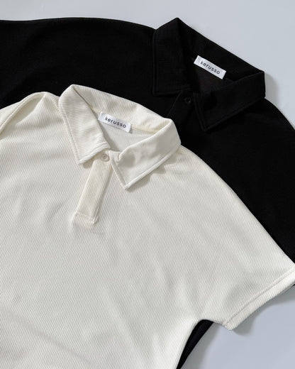 Amaia Interlock Knit Batwing Sleeve Polo Shirt