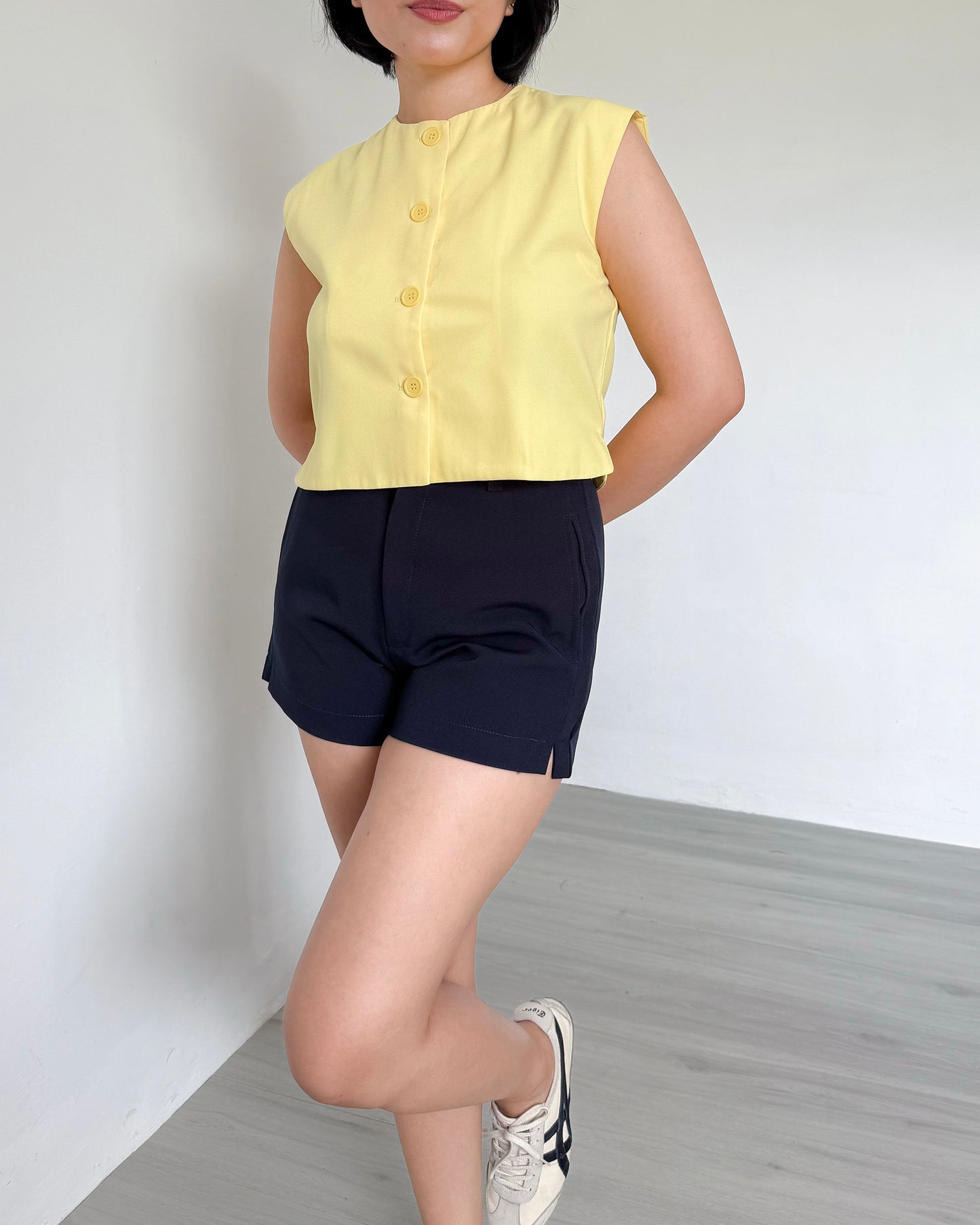 Isadora Relaxed Button Down Boxy Crop Top