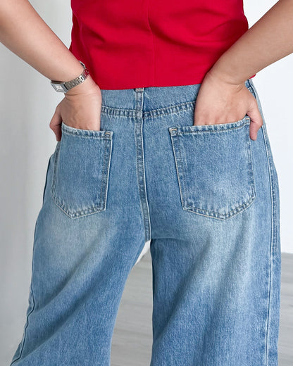 Cleo Cropped Wide-Straight Denim Jeans