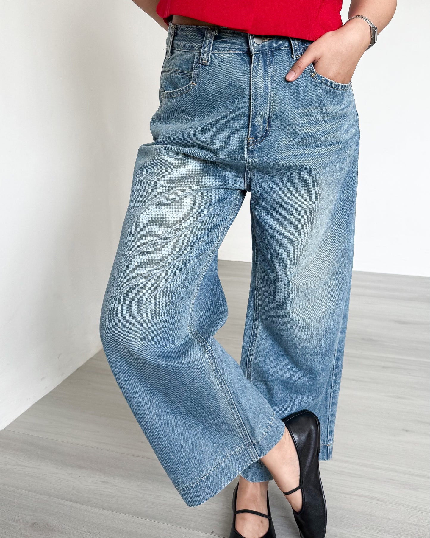 Cleo Cropped Wide-Straight Denim Jeans
