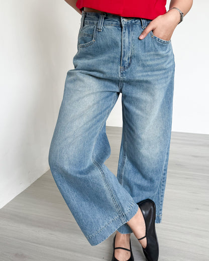 Cleo Cropped Wide-Straight Denim Jeans