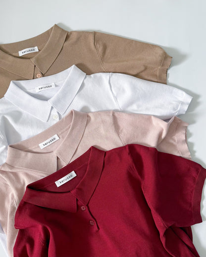 Juana Jersey Knit Banded Sleeve Polo Shirt