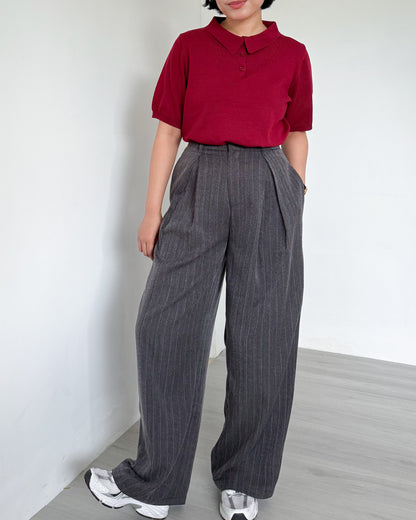 Nathalie Relaxed Melange Striped Trousers
