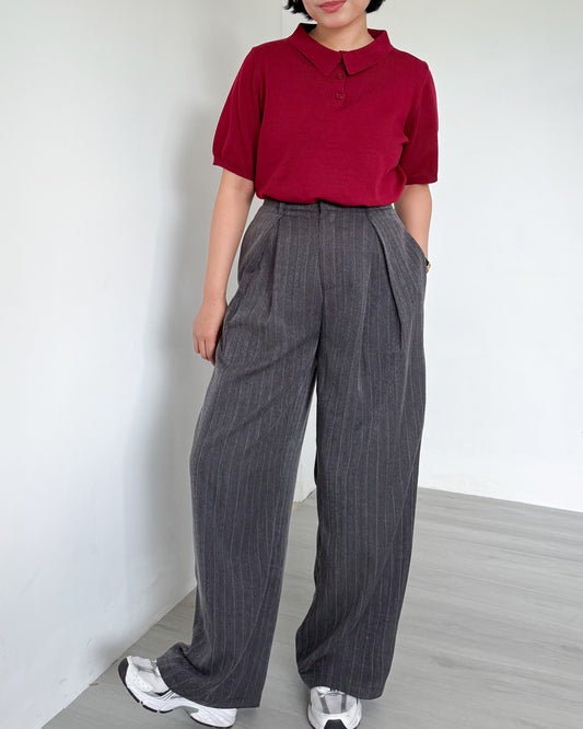 Nathalie Relaxed Melange Striped Trousers