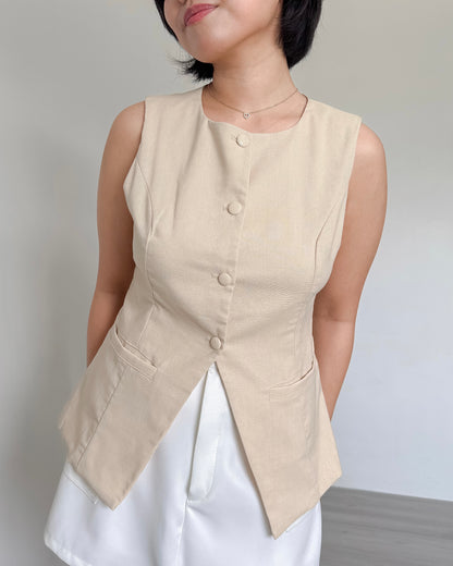 Eden Round Neck Tailored Long Vest Top