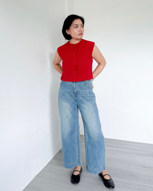 Cleo Cropped Wide-Straight Denim Jeans